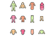 Baby Clothes Line Icons Set, an Outline Icon by land art (Thumbnail 3 of 6)