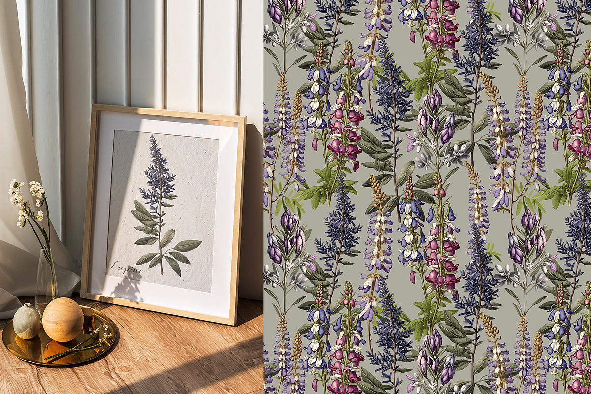 Lupine. Vintage botanical atlas, a Pattern Graphic by Antikva17 (Photo 10 of 12)