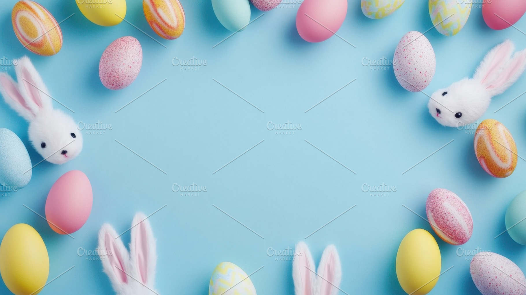 Spring fest with eggs  bunnies, a Photo by Beautiful things