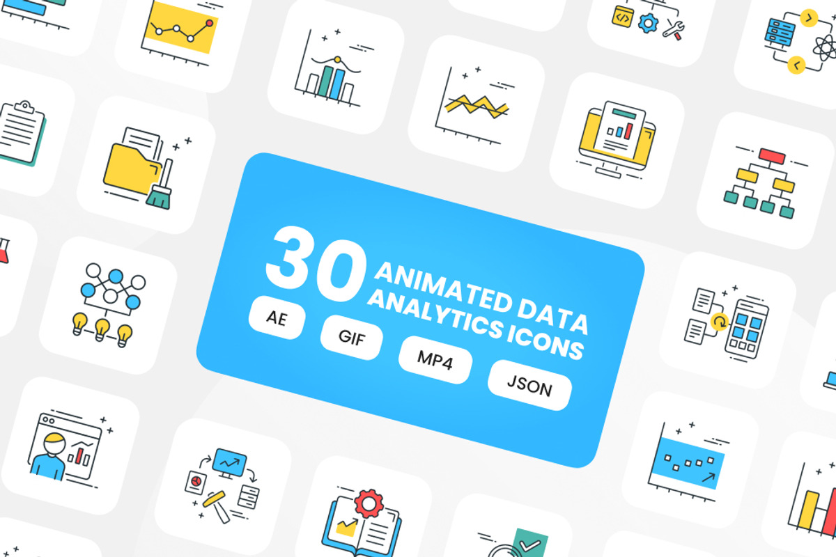 30 Animated Data Analytics Icon Set
