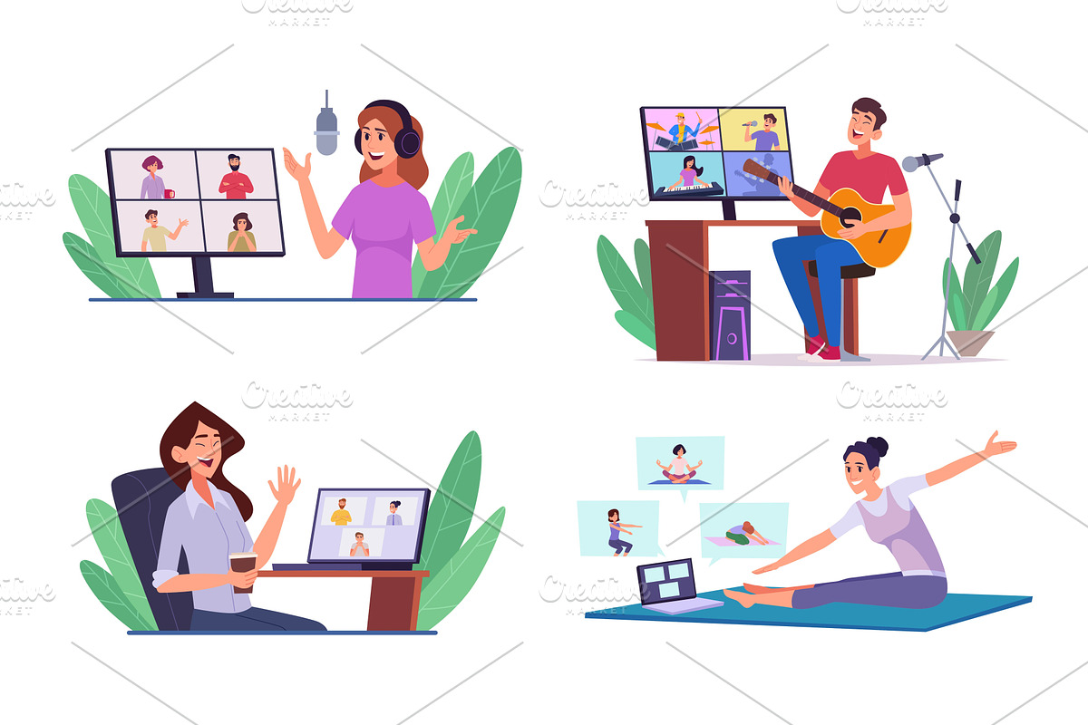 Online interactions. People talking, a Technology Illustration by Onyx