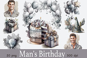 Mans Birthday PNG Files, a Person Illustration by GlamArtZhanna (Thumbnail 1 of 5)