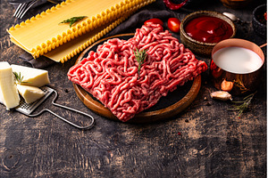 Ingredients for cooking lasagna, a Food & Drink Photo by Yulia Furman