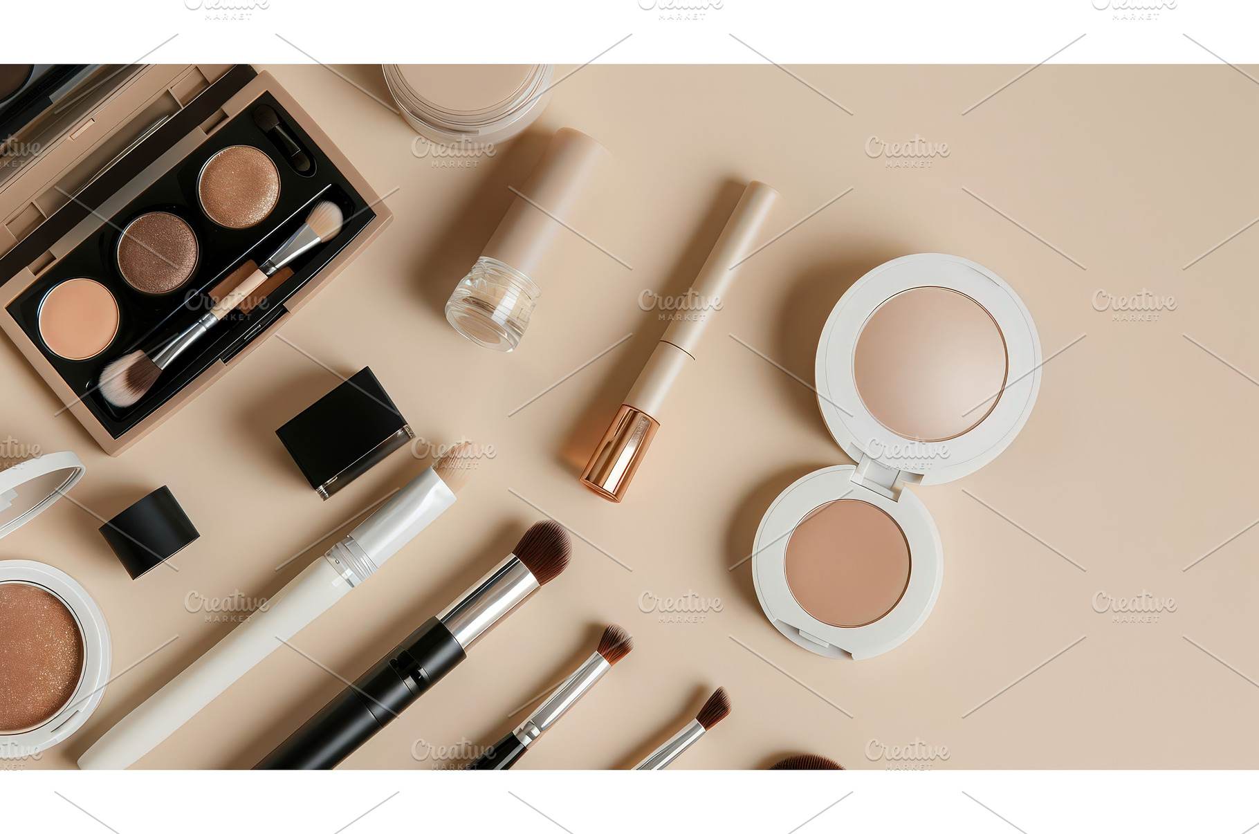 Neutral toned beauty products on, a Beauty & Fashion Photo by piter.goskov