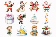 Retro Christmas Clipart Bundle, an Illustration by Design Market (Thumbnail 4 of 5)