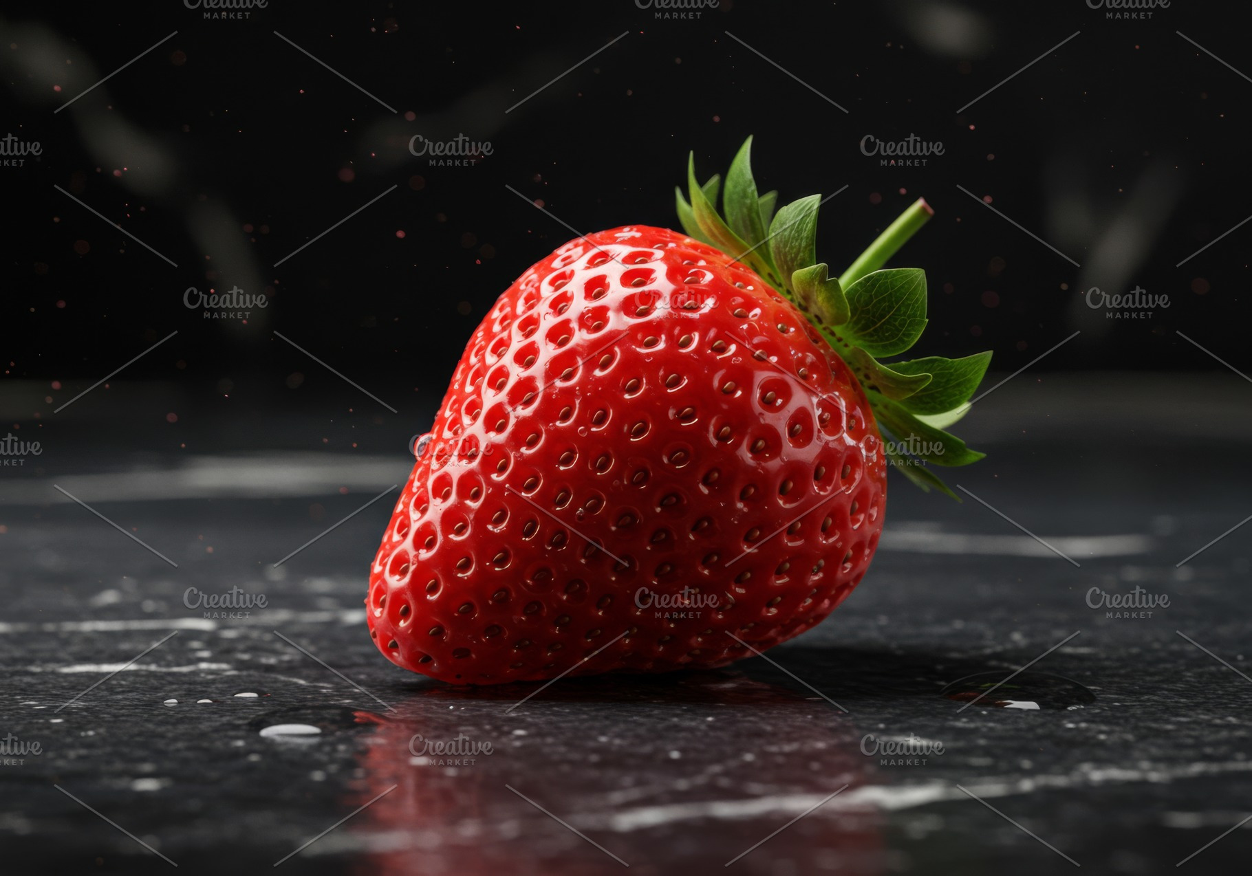 Fresh ripe strawberry with green lea, a Food & Drink Photo by professorinc