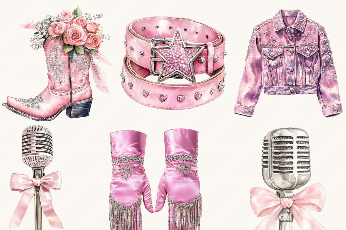 Pink Disco Cowgirl Clipart, a Person Illustration by Design Scotch (Photo 7 of 9)
