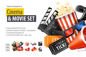 Cinema & Movie Icons (EPS+PNG+JPG)