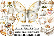 Watercolor White Fall Clipart, an Illustration by Craft Nest (Thumbnail 1 of 6)