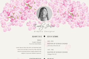 Floral Simple CV-Resume Template C