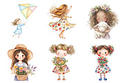 Spring Cute Little Girl Clipart, a Seasonal Illustration by DreamArtGraphic (Thumbnail 4 of 4)