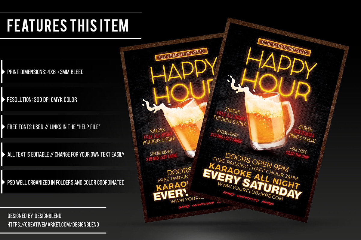 Happy Hour Flyer Template, a Flyer Template by designblends@gmail.com (Photo 2 of 3)