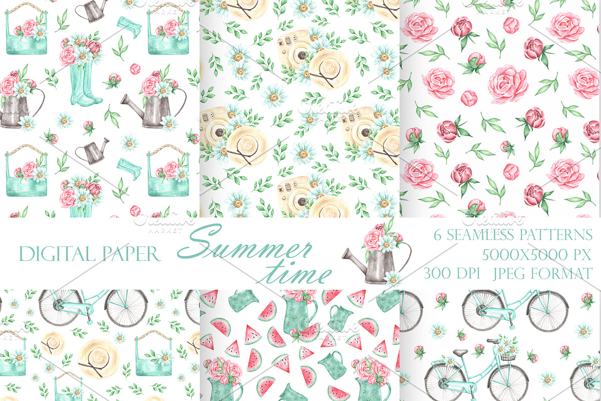 Summer time watercolor set. Country, an Illustration by SabinaWatercolorArt (Photo 5 of 11)