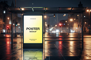 Lightbox Bus Stop Poster Mockup, an Advertising Mockup by graphypix