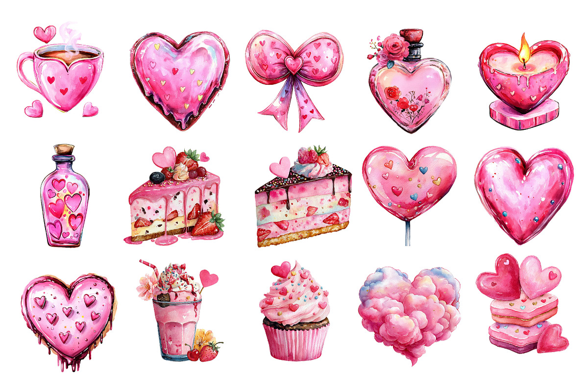 Watercolor Valentine's Sweets Clipar, an Illustration by Dream Creation (Photo 2 of 4)
