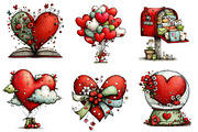 Whimsical Valentine Clipart, an Illustration by Dream Creation (Thumbnail 2 of 6)