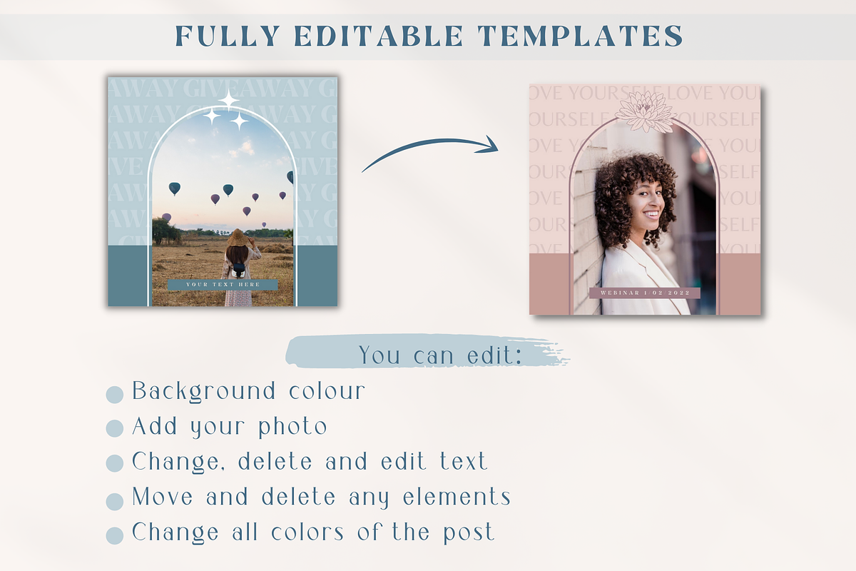 Instagram Post Templates Boho Canva, a Social Media Template by Boltik Studio (Photo 2 of 10)