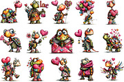 Whimsical Valentine Turtle Clipart, an Illustration by Designking (Thumbnail 3 of 5)