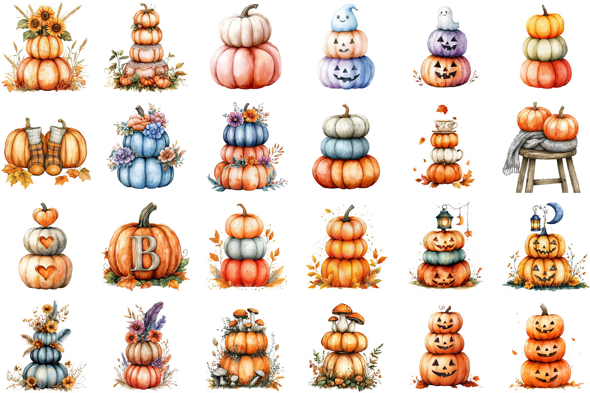 Fall Three Stacked Pumpkins Clipart, an Illustration by Sublimation Artist (Photo 2 of 6)