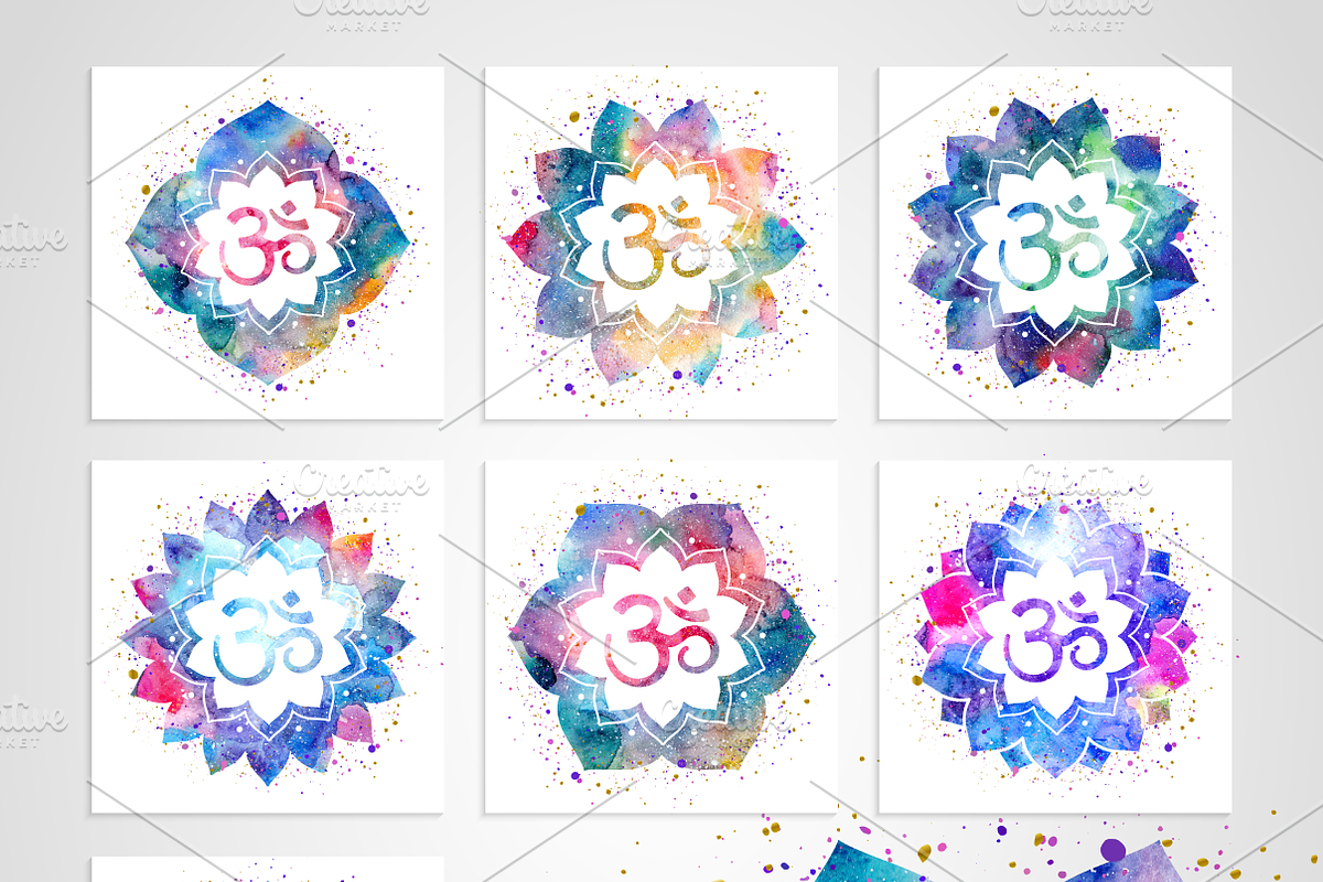 Watercolor Om Signs, a Decorative Illustration by Marina Demidova (Photo 2 of 2)