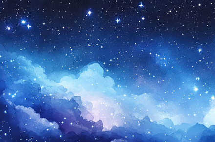 Watercolor for nursery starry night, a Decorative Illustration by Virgo Studio