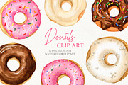 Watercolor donuts collection, a Food Illustration by CrystalinaShop (Thumbnail 1 of 4)