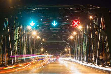 Traffic on the bridge at night., a Transportation Photo by a454