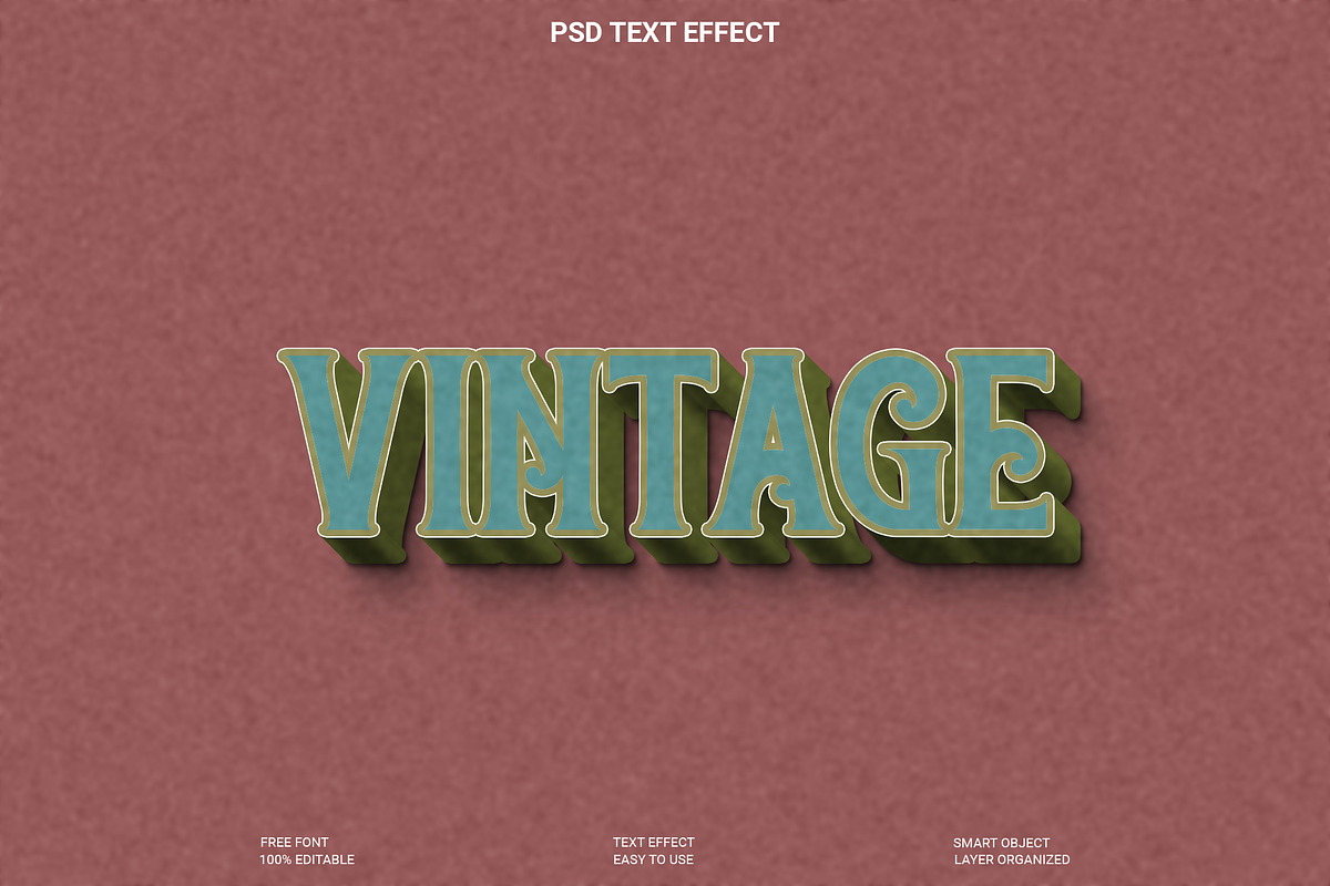 Vintage 3D Photoshop Text Effect, a Layer Style Add-On by Imamul001