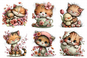 Whimsical Spring Cat Clipart, an Illustration by Daily.Designs (Thumbnail 4 of 7)