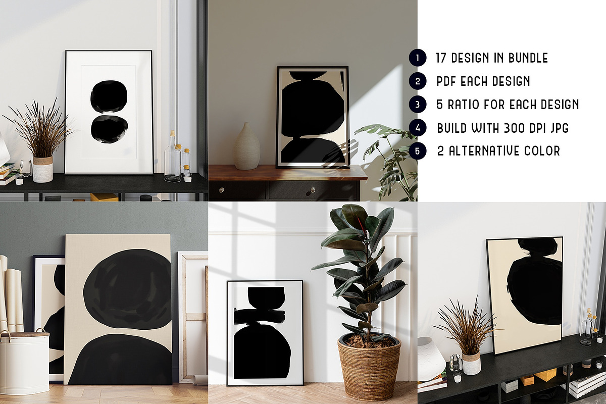 Black Bold Abstract Art Print Bundle, a Decorative Illustration by Vibrand Studio (Photo 1 of 10)