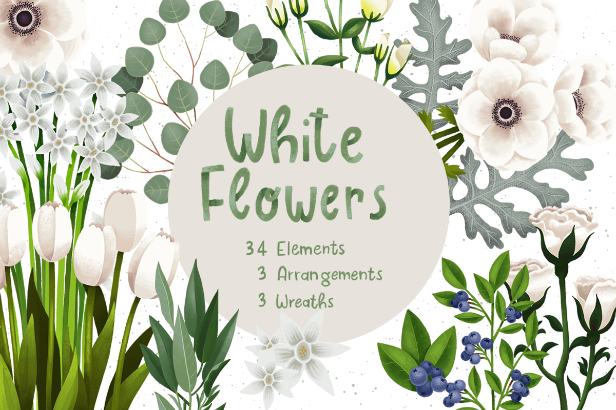 White Flowers, a Decorative Illustration by skrich (Photo 1 of 8)