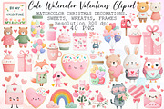 Cute Watercolor Valentines Clipart B, an Illustration by Sublimation Artist (Thumbnail 1 of 6)