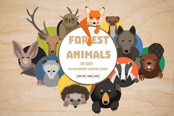 Forest Animals Icons Big Set