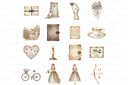 Antique Sepia Valentine Day Clipart, an Illustration by Markicha Art (Thumbnail 4 of 5)
