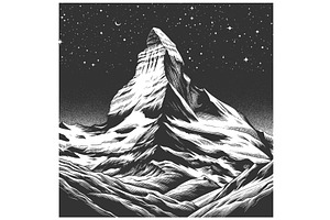 Matterhorn Mountain Under Starry, an Illustration by AlexArt