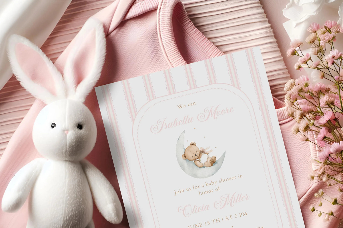 Teddy Bear Baby Shower Bundle Invite, an Invitation Template by LucaTheme (Photo 2 of 7)