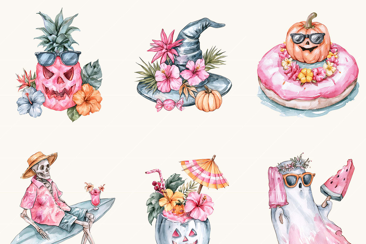 Summer Halloween Clipart Bundle, a Seasonal Illustration by BusyDaydesign (Photo 3 of 9)