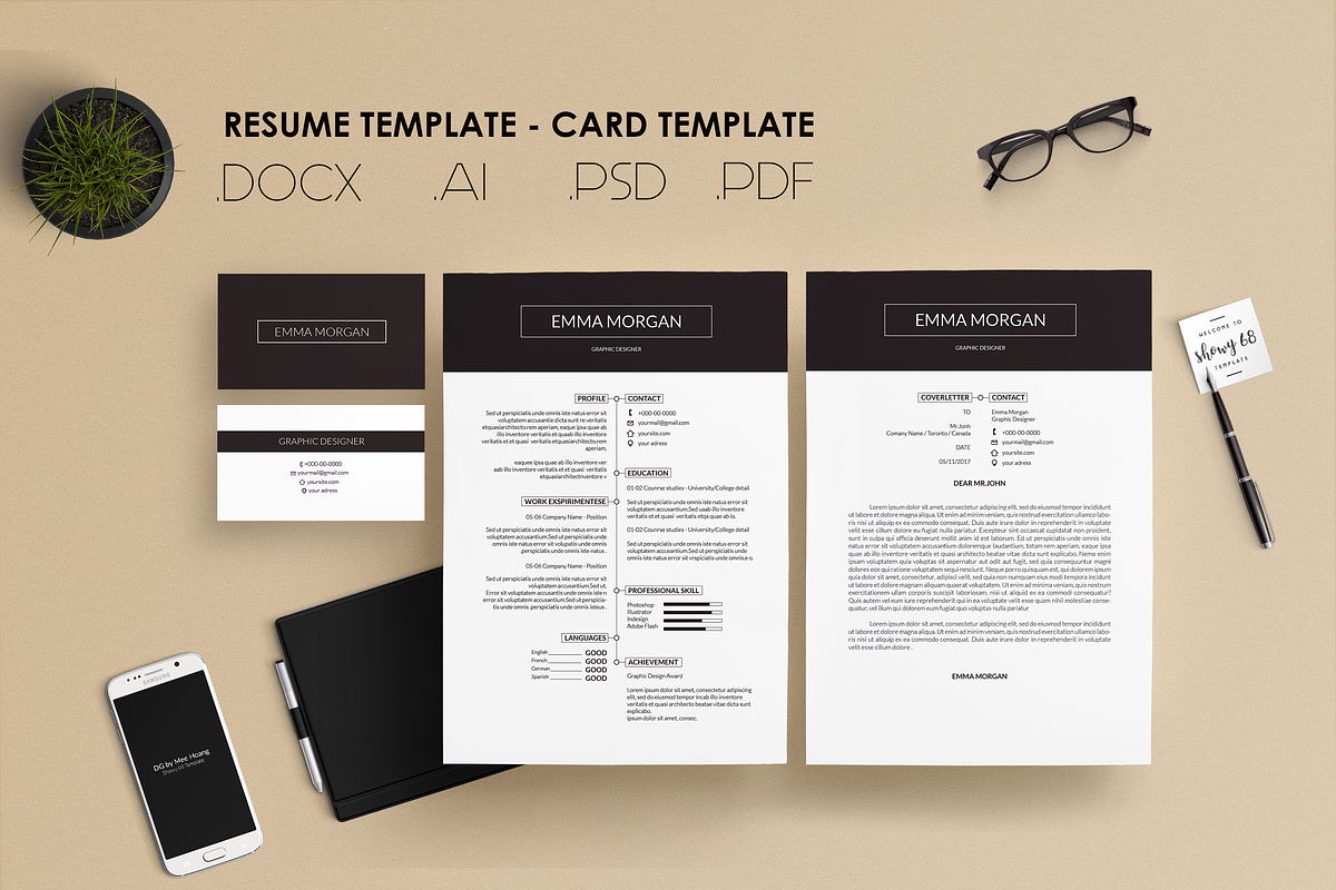 Pack Resume and Card Template / M, a Resume Template by Showy68 Template (Photo 1 of 8)
