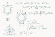 Vintage Blue French Ornamental Set, a Decorative Illustration by AlenaVlasko stock Market (Thumbnail 5 of 8)