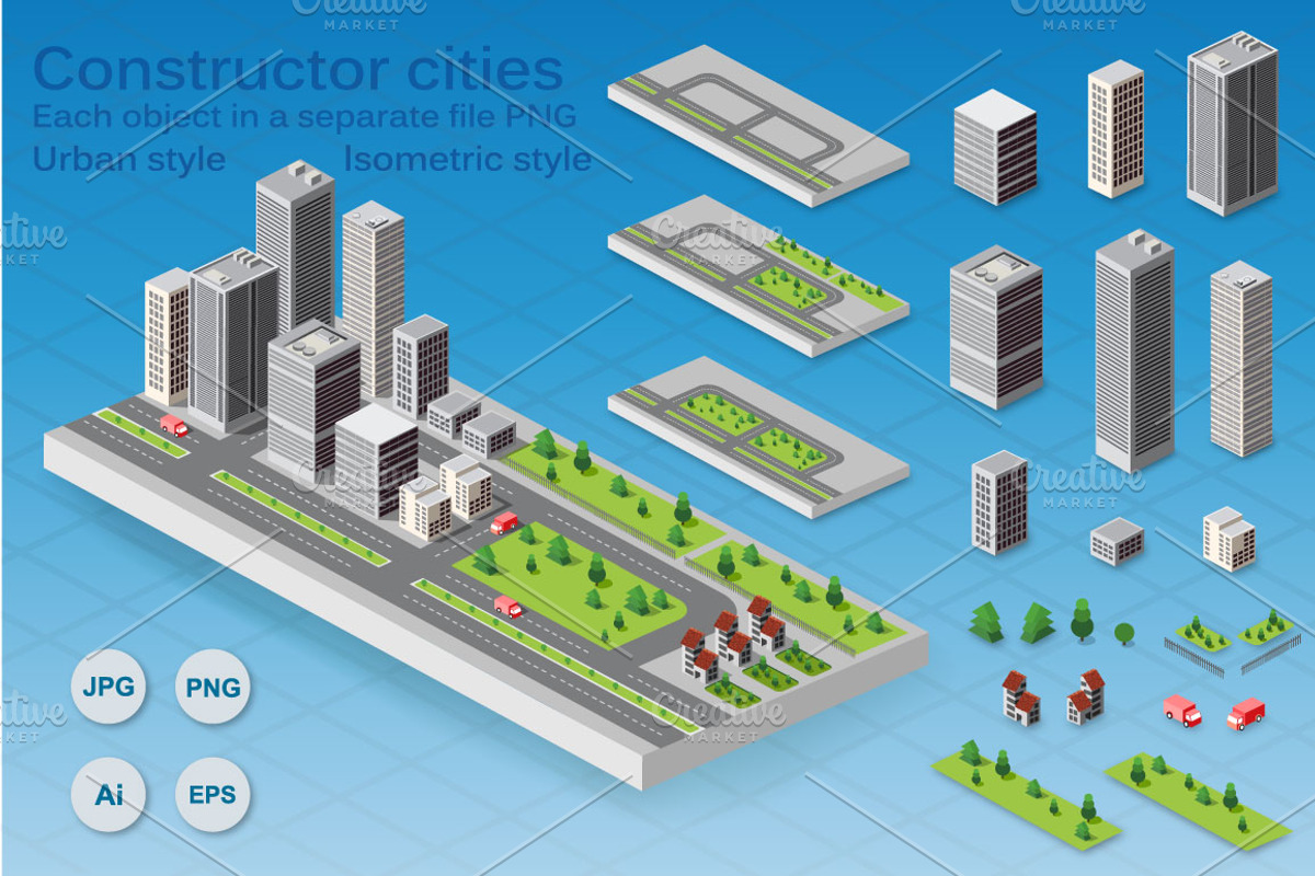 Bundle isometric city, a Work Illustration by AlexZeL (Photo 14 of 15)