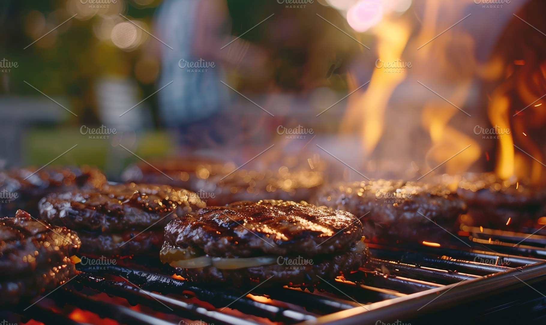 barbeque grilled meat with fire, mea, a Background Photo by Maylianaw28
