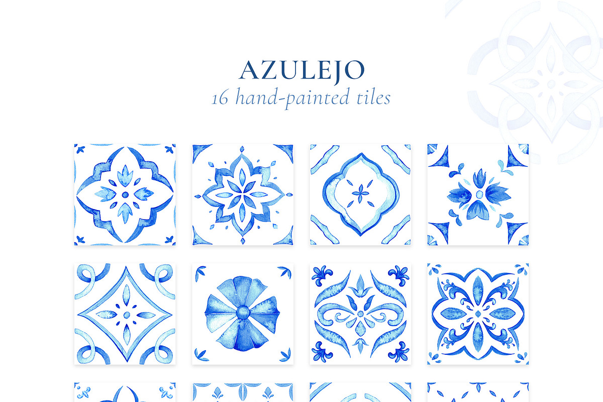 Azulejo Azure. Watercolor collection, a Decorative Illustration by Liliia Polos Illustration (Photo 3 of 11)
