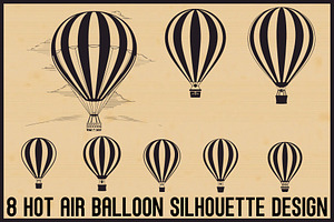 Hot Air Balloon Silhouette Bundle, an Illustration by Designs_River
