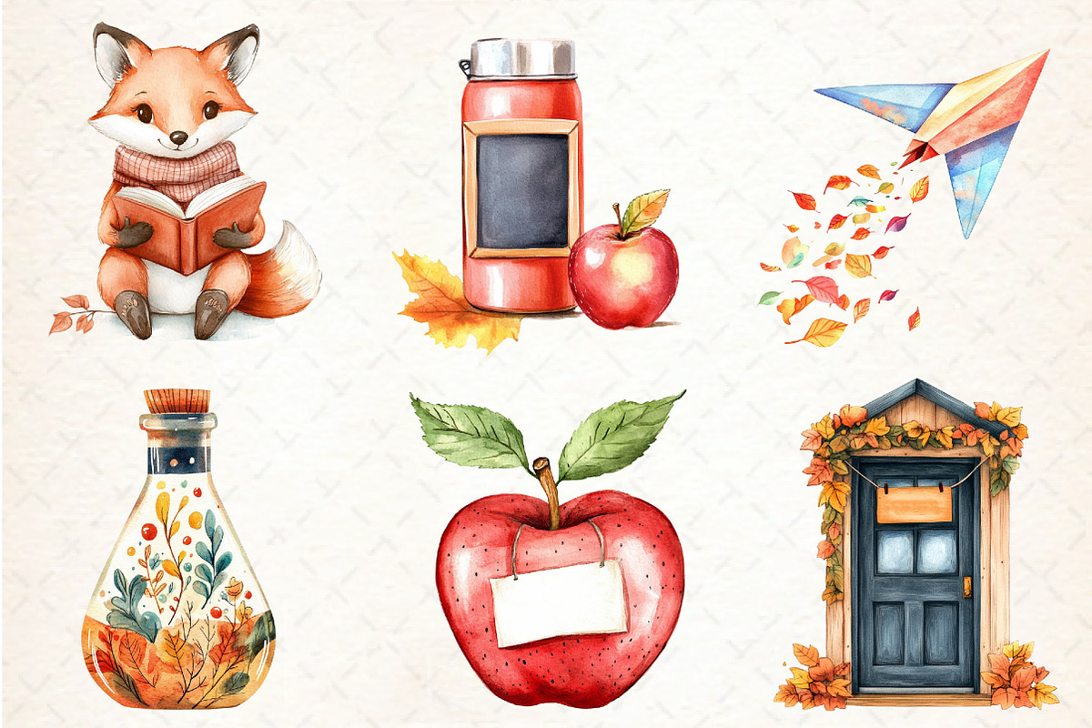 Autumn Back to School Clipart, an Illustration by Libby Wishes (Photo 3 of 7)