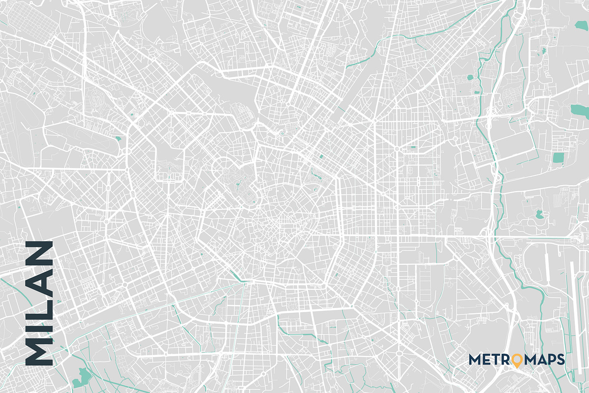 MAP SET - Pale / Turquoise - 15 Maps, a Graphic by MetroMaps (Photo 10 of 16)