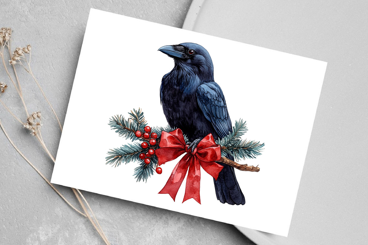 Watercolor Moody Christmas Clipart, an Illustration by Canvas Craft (Photo 7 of 8)