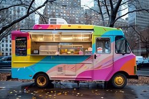 Colorful Food Truck Parked on Side o, a Photo by Iftikhar Alam