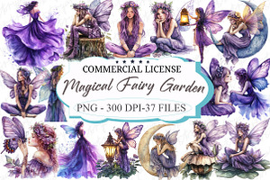 Watercolor Magical Fairy Garden Clip, an Illustration by designcity5