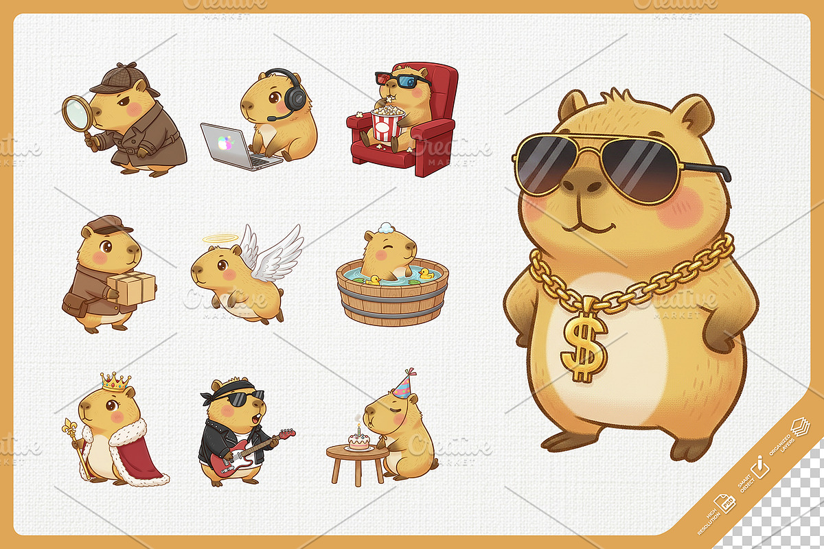 Fun Capybara Cute Kids, an Animal Illustration by Gohsantosa (Photo 2 of 4)