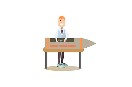 Space people concept flat vector